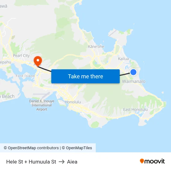 Hele St + Humuula St to Aiea map