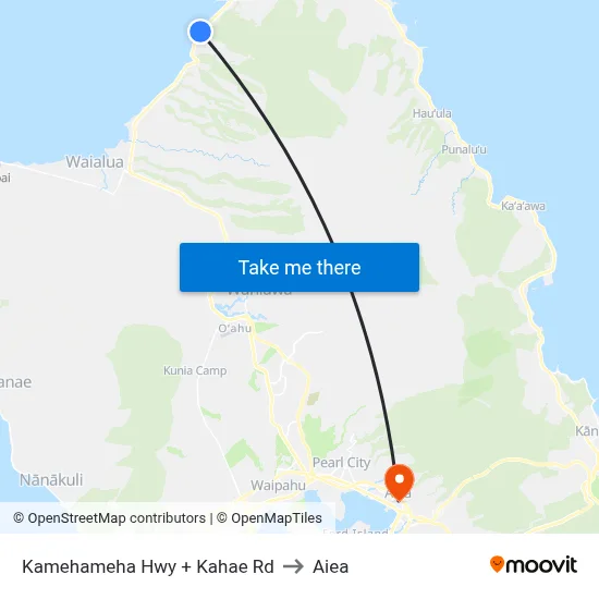 Kamehameha Hwy + Kahae Rd to Aiea map