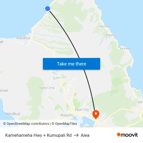Kamehameha Hwy + Kumupali Rd to Aiea map