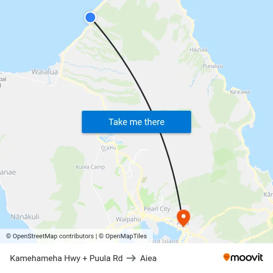 Kamehameha Hwy + Puula Rd to Aiea map