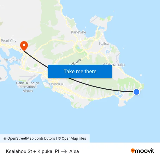 Kealahou St + Kipukai Pl to Aiea map