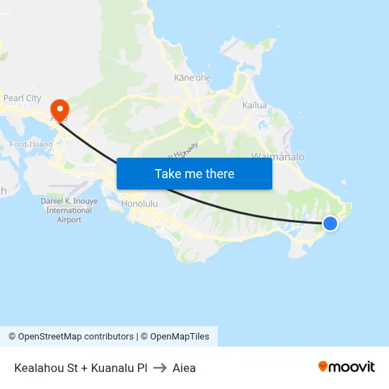 Kealahou St + Kuanalu Pl to Aiea map