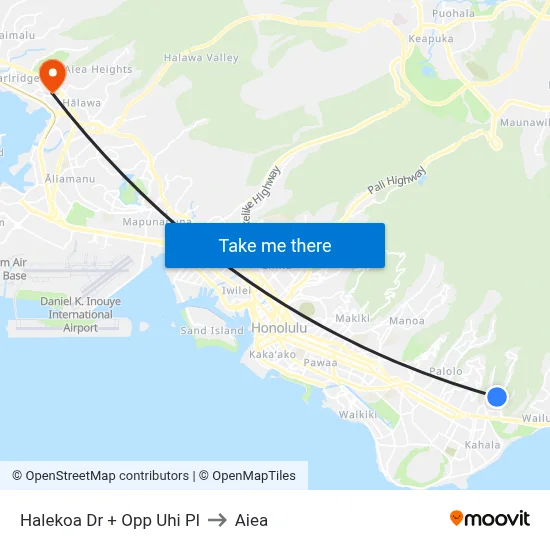 Halekoa Dr + Opp Uhi Pl to Aiea map