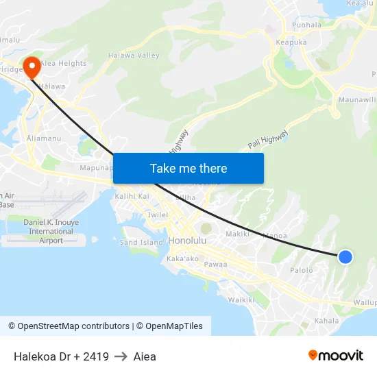 Halekoa Dr + 2419 to Aiea map