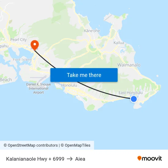 Kalanianaole Hwy + 6999 to Aiea map