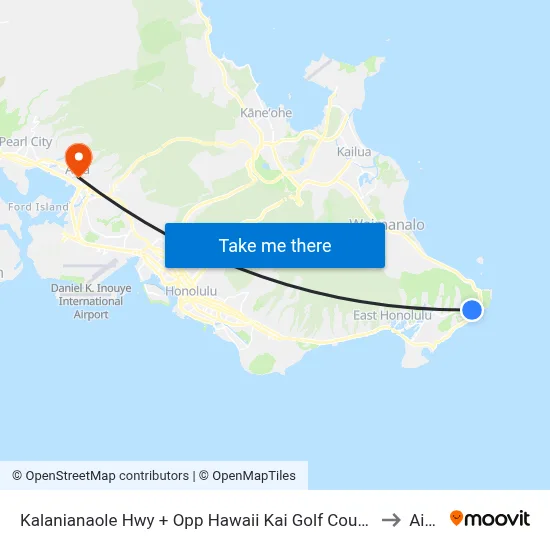 Kalanianaole Hwy + Opp Hawaii Kai Golf Course to Aiea map