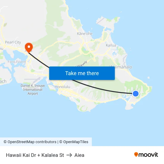 Hawaii Kai Dr + Kalalea St to Aiea map