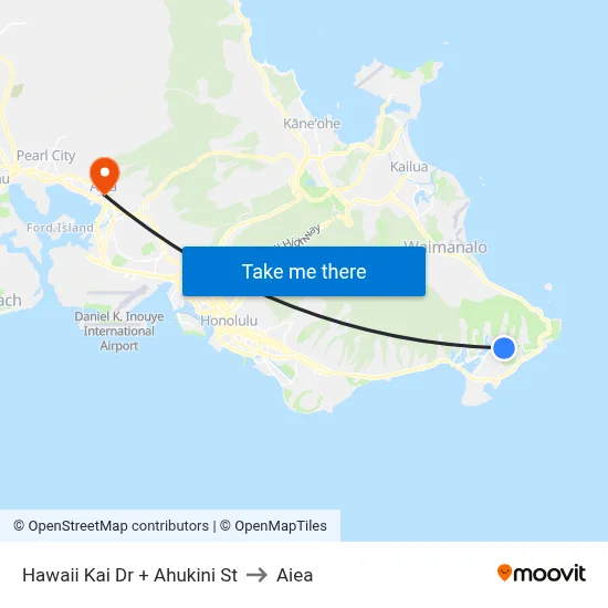 Hawaii Kai Dr + Ahukini St to Aiea map