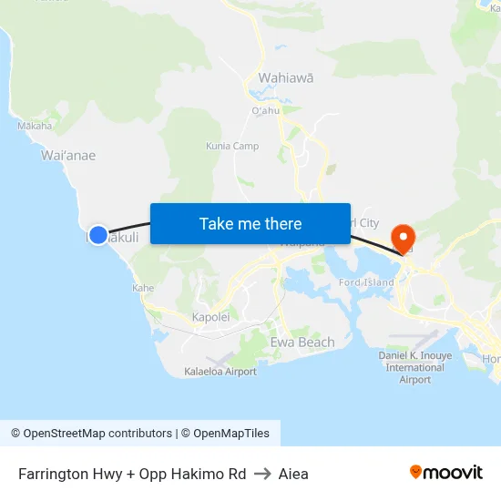 Farrington Hwy + Opp Hakimo Rd to Aiea map