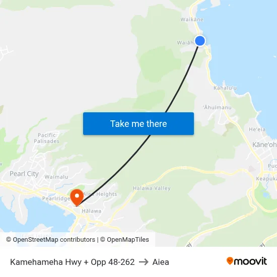 Kamehameha Hwy + Opp 48-262 to Aiea map