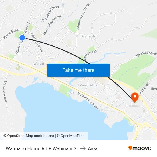 Waimano Home Rd + Wahinani St to Aiea map