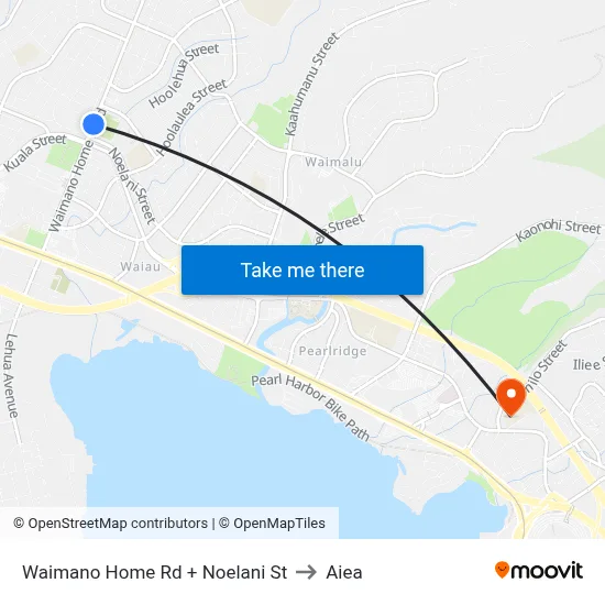 Waimano Home Rd + Noelani St to Aiea map