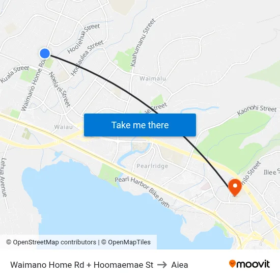 Waimano Home Rd + Hoomaemae St to Aiea map
