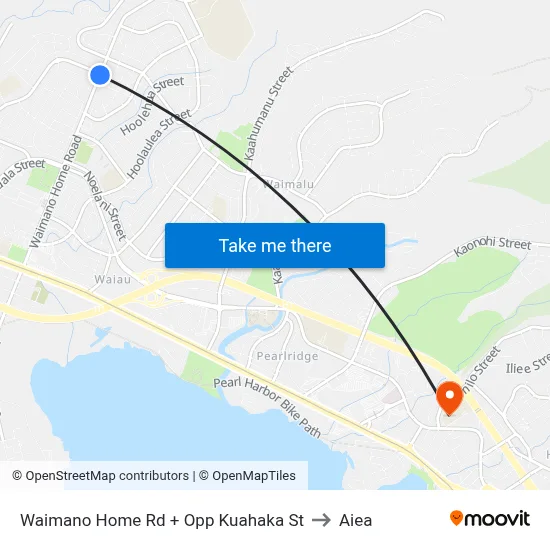 Waimano Home Rd + Opp Kuahaka St to Aiea map