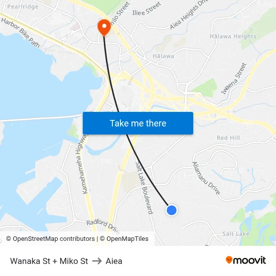 Wanaka St + Miko St to Aiea map