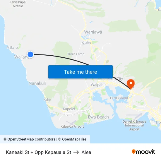 Kaneaki St + Opp Kepauala St to Aiea map