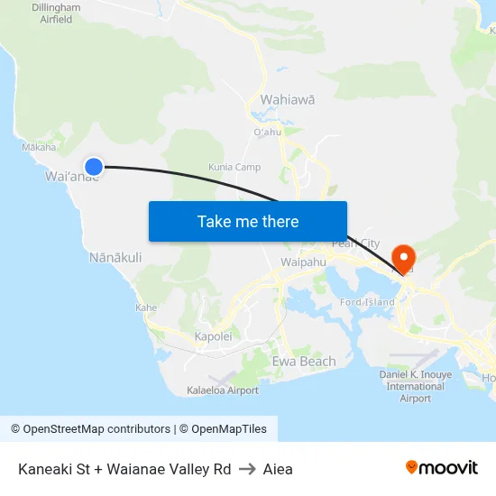Kaneaki St + Waianae Valley Rd to Aiea map