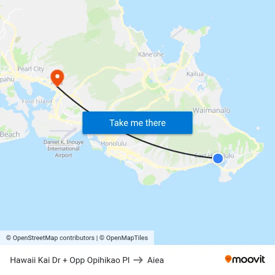 Hawaii Kai Dr + Opp Opihikao Pl to Aiea map