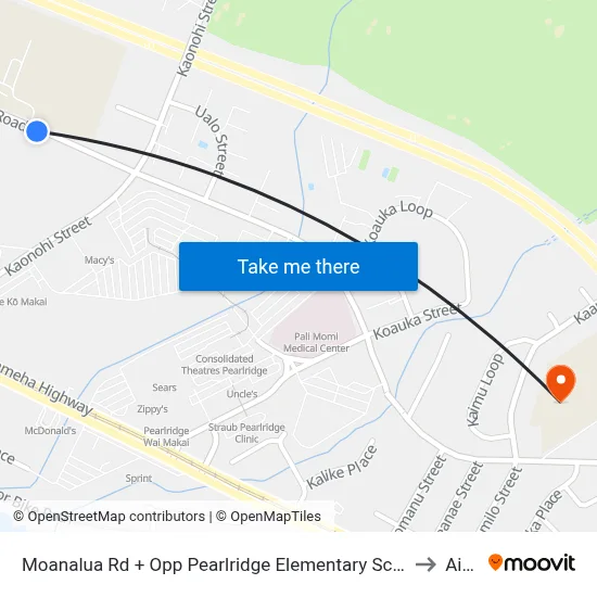 Moanalua Rd + Opp Pearlridge Elementary School to Aiea map