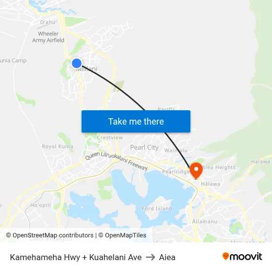 Kamehameha Hwy + Kuahelani Ave to Aiea map