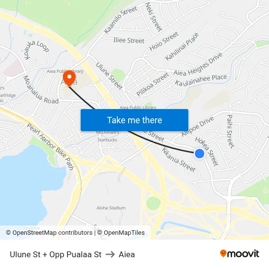 Ulune St + Opp Pualaa St to Aiea map