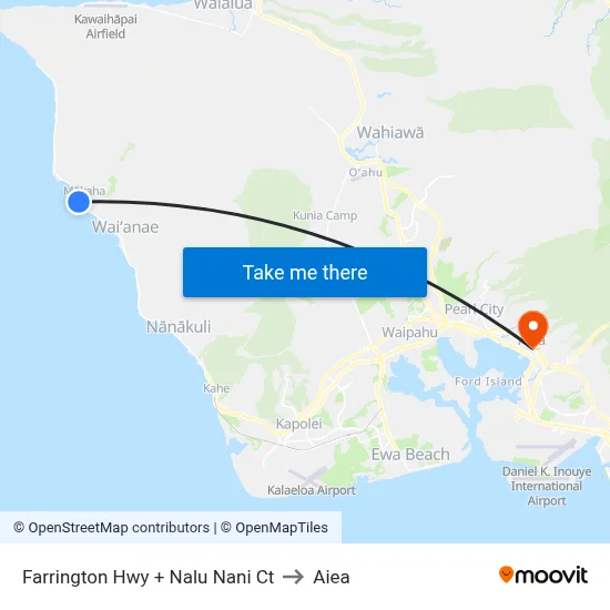 Farrington Hwy + Nalu Nani Ct to Aiea map