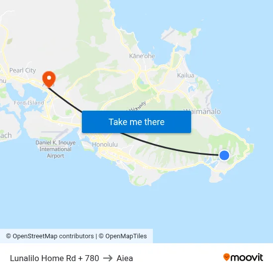 Lunalilo Home Rd + 780 to Aiea map