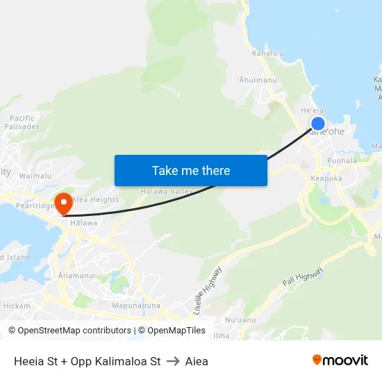 Heeia St + Opp Kalimaloa St to Aiea map