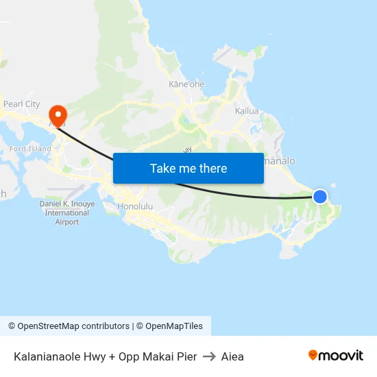 Kalanianaole Hwy + Opp Makai Pier to Aiea map