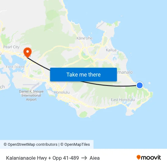 Kalanianaole Hwy + Opp 41-489 to Aiea map