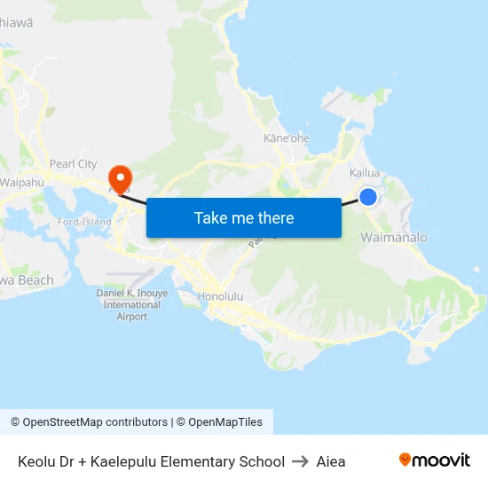 Keolu Dr + Kaelepulu Elementary School to Aiea map