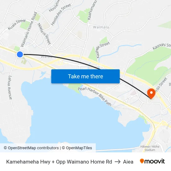 Kamehameha Hwy + Opp Waimano Home Rd to Aiea map