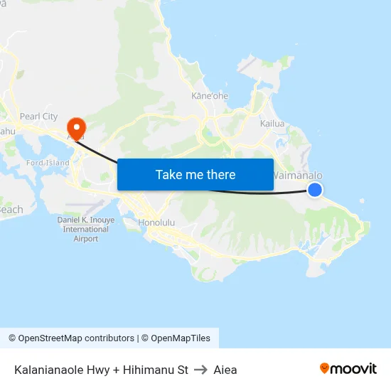 Kalanianaole Hwy + Hihimanu St to Aiea map