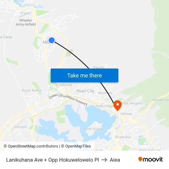Lanikuhana Ave + Opp Hokuwelowelo Pl to Aiea map