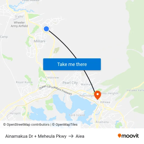 Ainamakua Dr + Meheula Pkwy to Aiea map