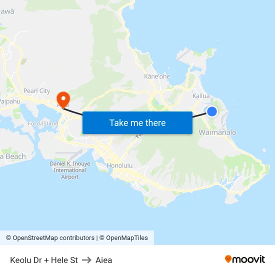 Keolu Dr + Hele St to Aiea map