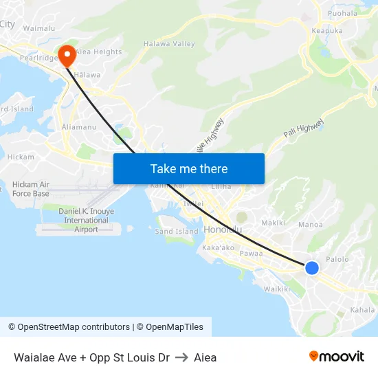 Waialae Ave + Opp St Louis Dr to Aiea map