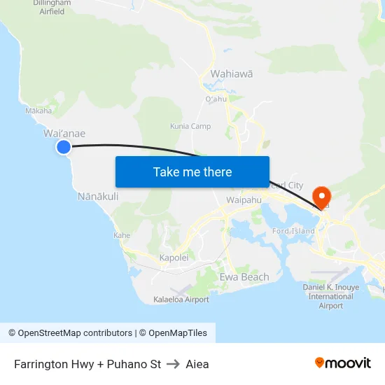 Farrington Hwy + Puhano St to Aiea map