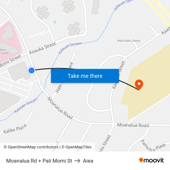 Moanalua Rd + Pali Momi St to Aiea map