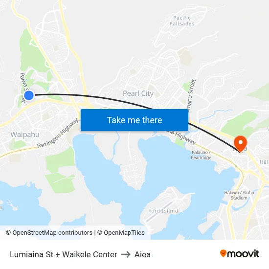 Lumiaina St + Waikele Center to Aiea map