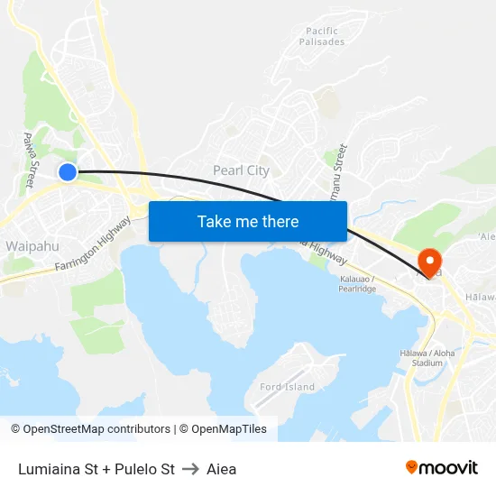 Lumiaina St + Pulelo St to Aiea map