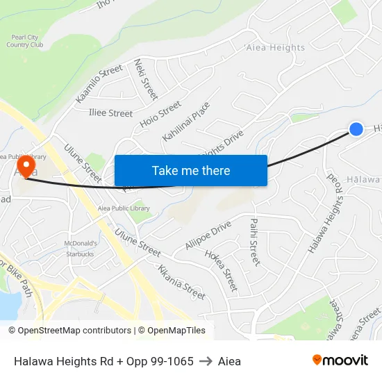 Halawa Heights Rd + Opp 99-1065 to Aiea map
