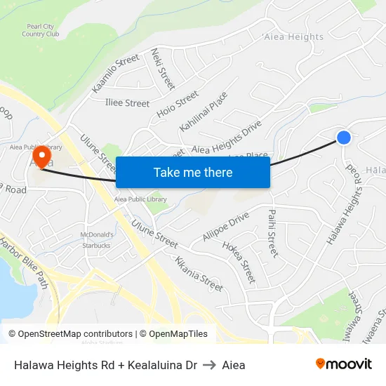 Halawa Heights Rd + Kealaluina Dr to Aiea map