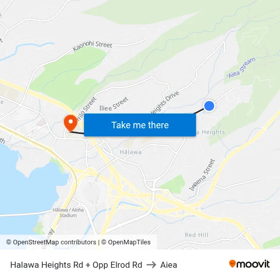 Halawa Heights Rd + Opp Elrod Rd to Aiea map
