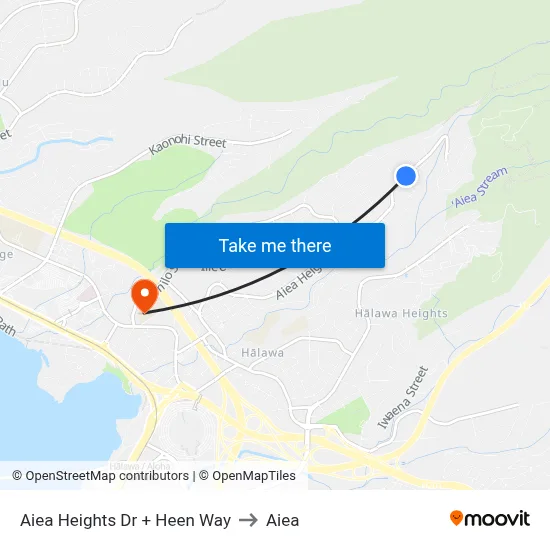Aiea Heights Dr + Heen Way to Aiea map