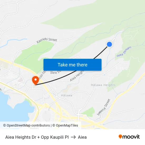 Aiea Heights Dr + Opp Kaupili Pl to Aiea map