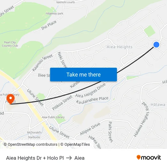 Aiea Heights Dr + Holo Pl to Aiea map