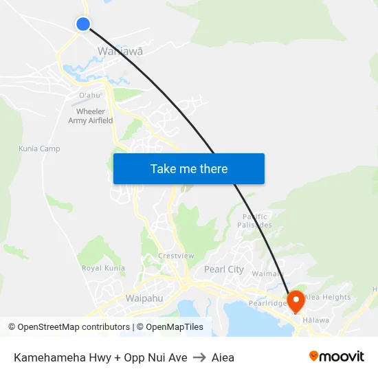 Kamehameha Hwy + Opp Nui Ave to Aiea map