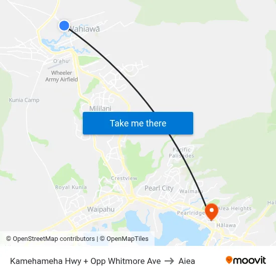 Kamehameha Hwy + Opp Whitmore Ave to Aiea map