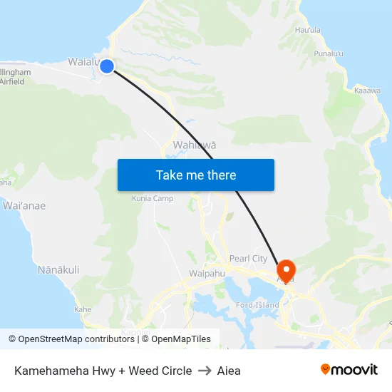 Kamehameha Hwy + Weed Circle to Aiea map